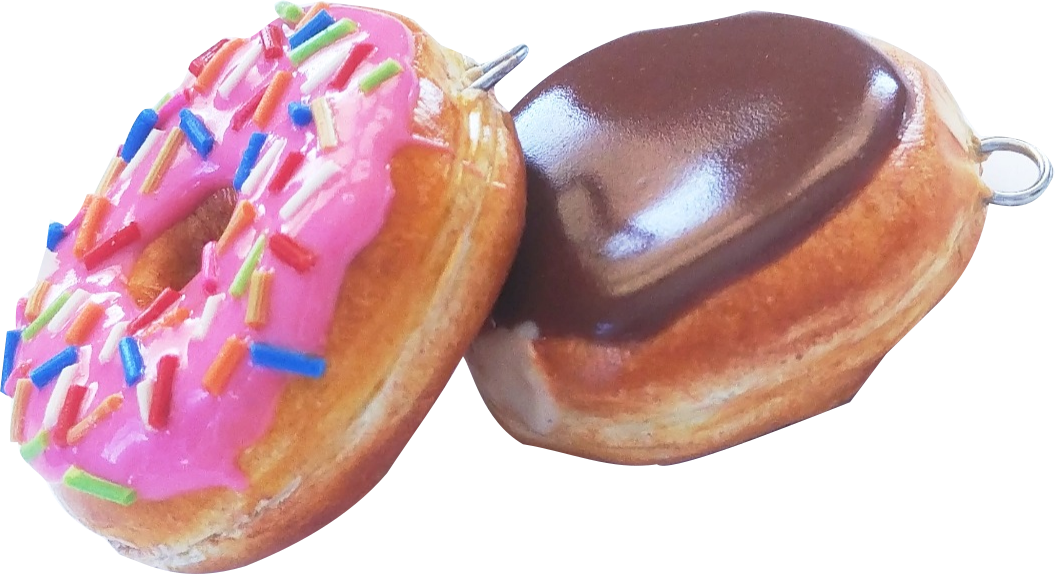 miniature donut charms, donut keychains, food jewelry