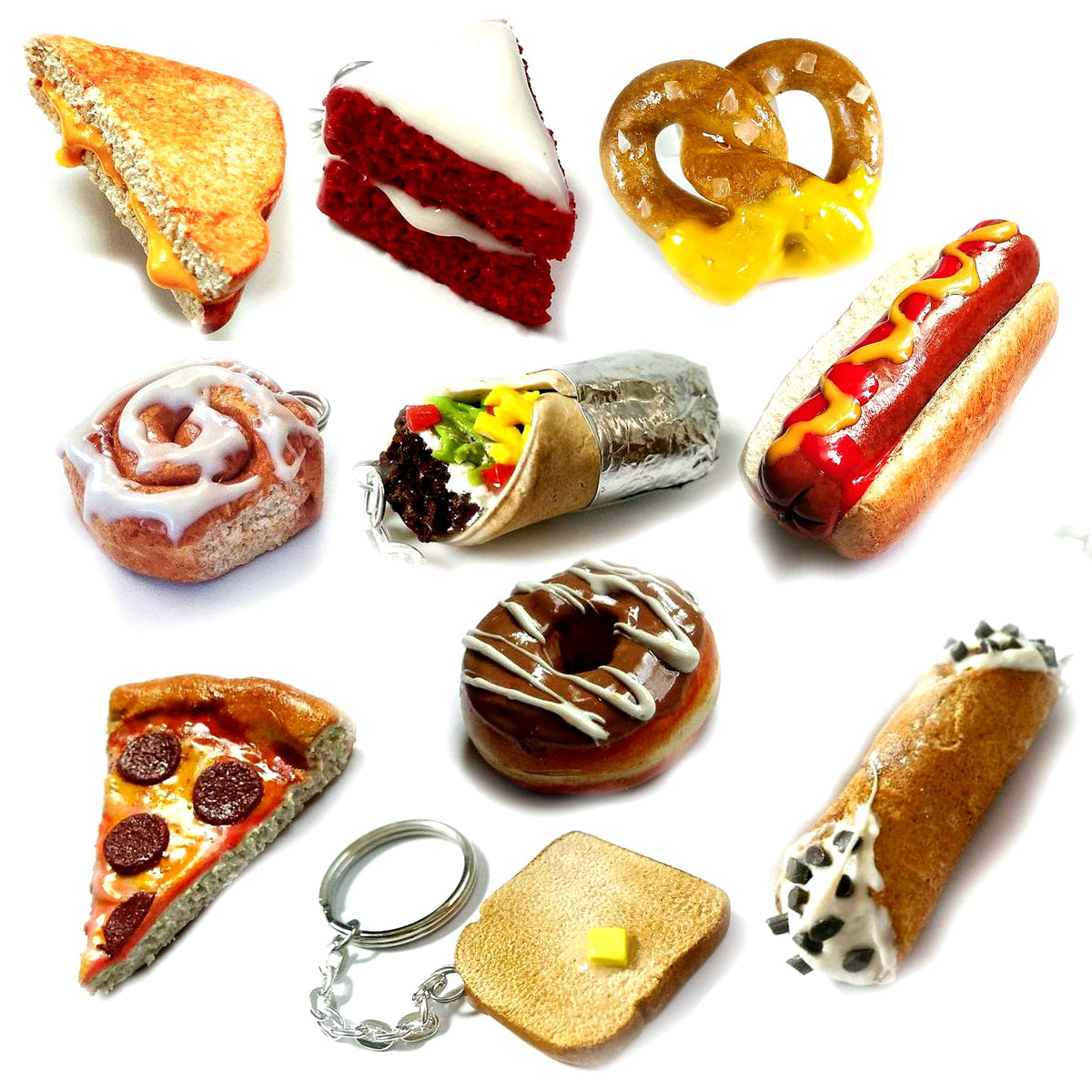  wholesale mini food keychain usa, wholesale food jewelry USA, polymer clay food jewelry ,realistic fake food jewelry, handmade cute food jewelry, foodie jewelry, food jewelry, polymer clay food jewelry