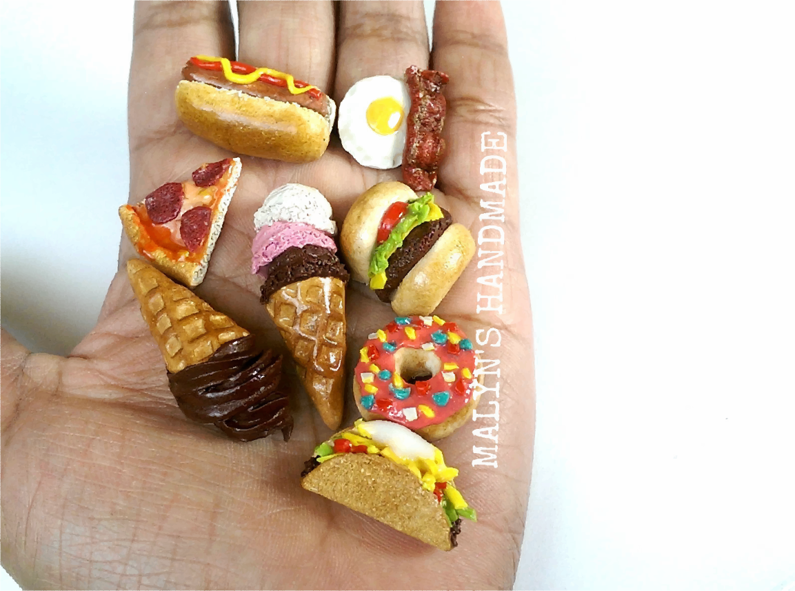 polymer clay miniature food charms and jewelry