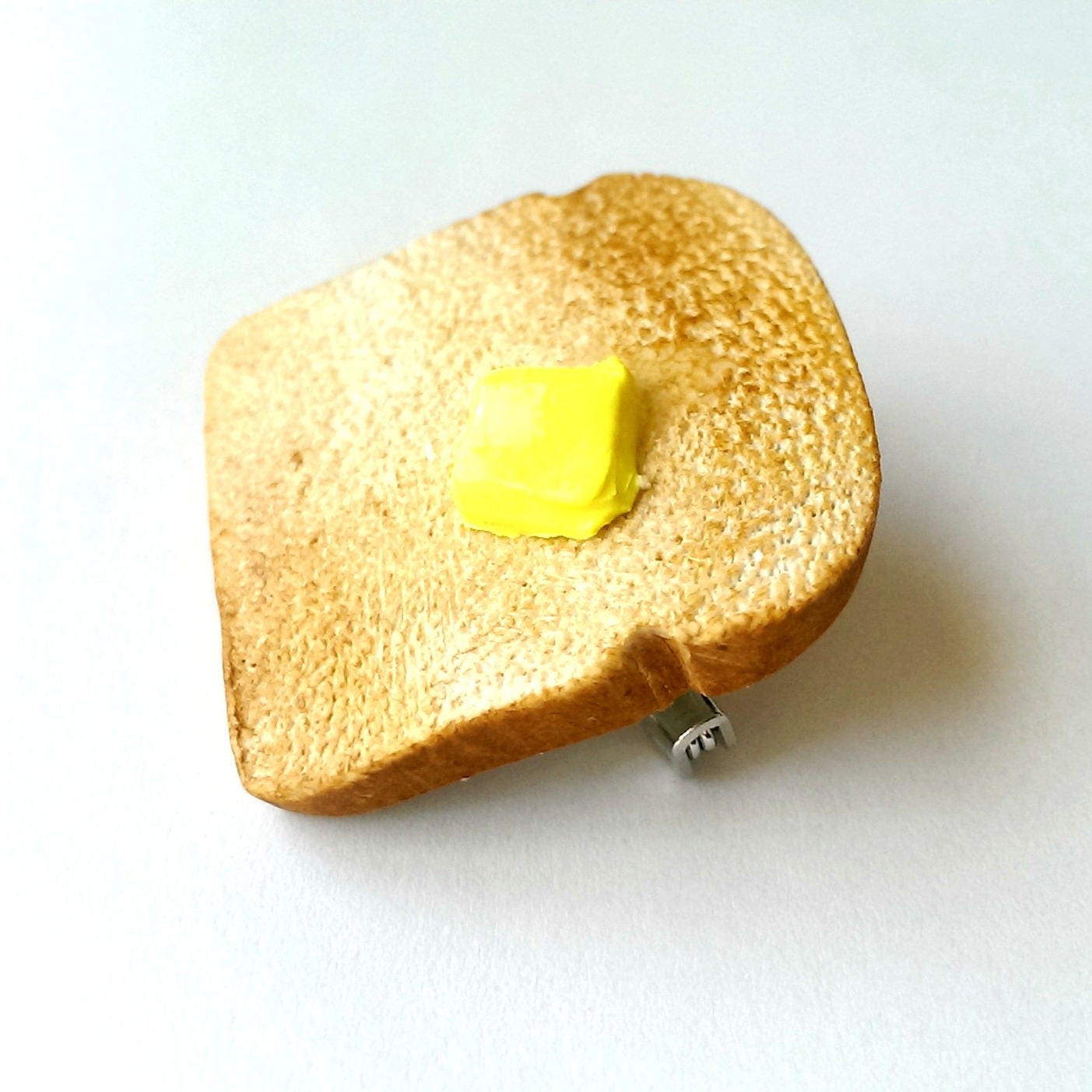 Toast with butter Pin, Kawaii Food Pin, Bread Food Jewelry, Cute lapel pin, Brooch, label pin, Brooch
