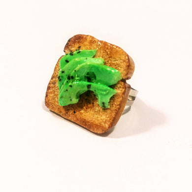 Avocado Toast Ring,  Novelty Ring, Quirky Jewelry, Food Charms, Polymer Clay Food Jewelry funky jewelry