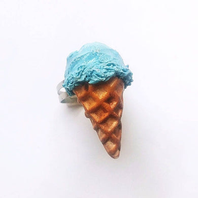 Blue Moon Ice Cream Ring,  cute summer jewelry, Cute Food Jewelry Unique Gift for foodie statement ring