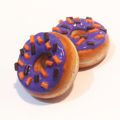 Purple Donut Earrings // Keychain / charm / Halloween Donut Earrings Polymer Clay Food jewelry