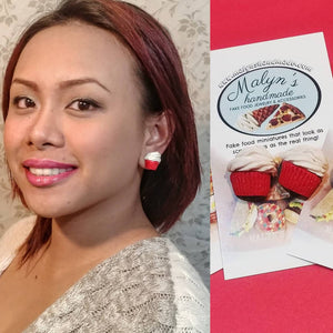 Red velvet Cupcake Stud Earrings Polymer Clay Handmade Food Jewelry