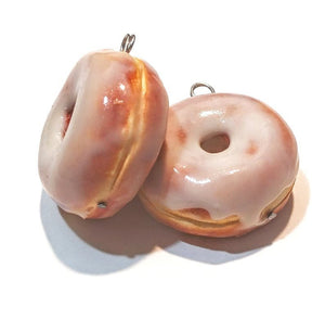 Glazed Donut Earrings, Miniature Food Jewelry, Food Hook Dangle Earrings, Funny Gift, Cute Birthday Gift