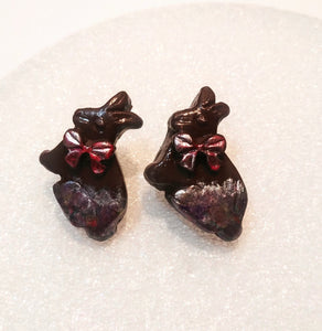 Chocolate Easter Bunny Stud Earrings Food Jewelry, Miniature Food Earrings, Foodie Gift idea