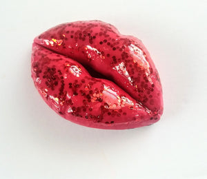 Glittered red Lips Brooch, unique brooch, lapel pin