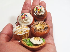 Vanilla frosted with toppings Paczki Donut  Keychain, Food Jewelry, Food Charms, Valentine's Gift