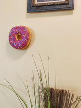 7 Inch Realistic Pink Sprinkled Donut Decor, 3D Fake Food Wall Art, Large Donut Prop, Unique Pop Art