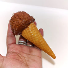 Large Chocolate Ice cream on cone Pin, Fake food bar pin
