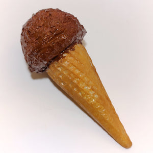 Large Chocolate Ice cream on cone Pin, Fake food bar pin