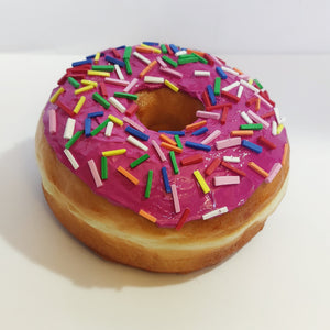 4.5 Inch Realistic Pink Sprinkled Donut Wall Decor, 3D Fake Food Art, Donut Prop, Pop Art